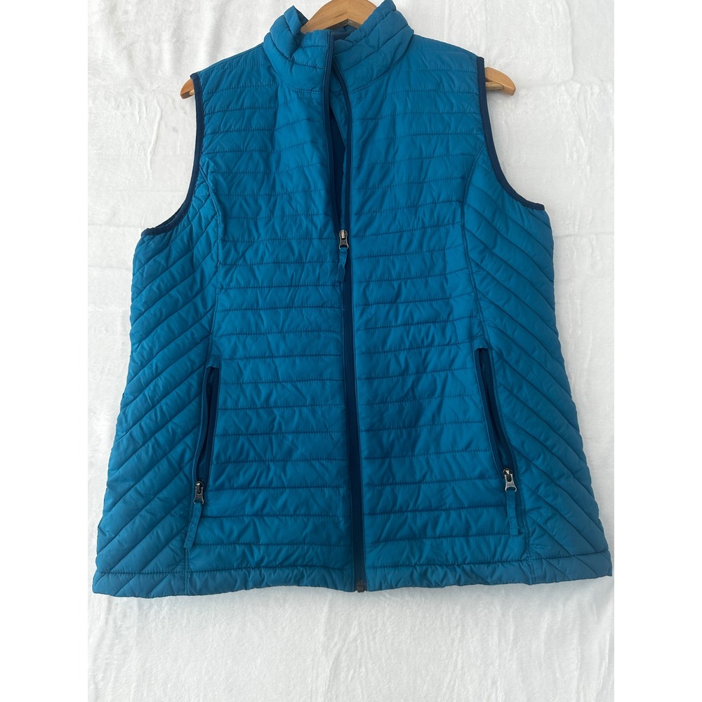 Duluth Trading Co Teal Quilted‎ Puffer Vest Full Zip Women's Size L Insulated